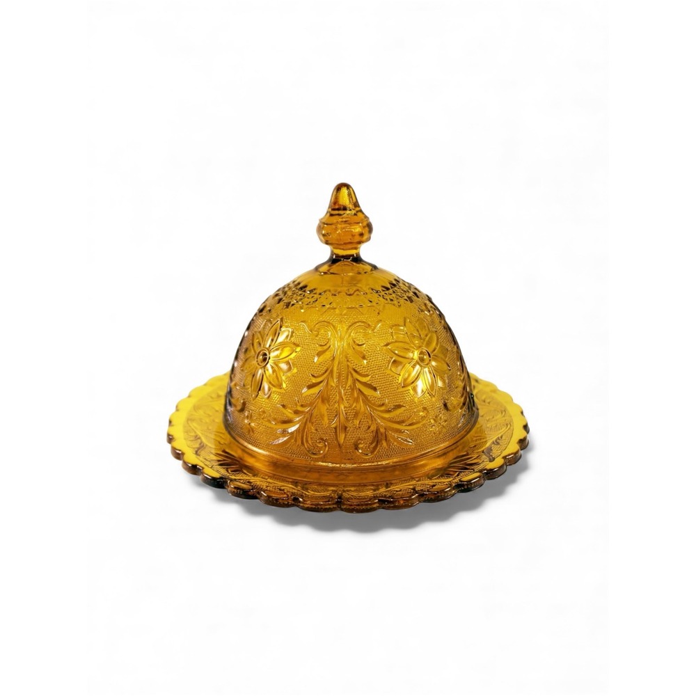 Vintage Tiara Glass Amber Butter Domed Dish
Cloche